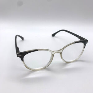 Retro Style Reading +4.00 Glasses Black & Clear Plastic Eyeglass Frames Grandma